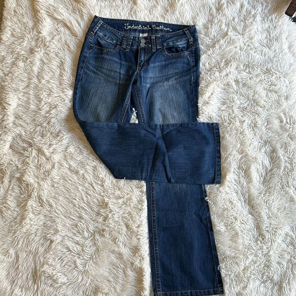 Industrial Cotton Flare Jeans Embellished Back Pockets Size 11 Boho Hippie - Picture 7 of 9